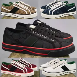 Tennis 1977 Tenente de tela masculino Sapatos casuais femininos Itália Green e Red Stripe de borracha Sapatos de tênis Luxurys