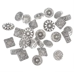50pcs mieszane antyczne srebrny ton metalowe metalowe guziki scrapbooking guziki ręcznie robione akcesoria do szycia rzemiosło