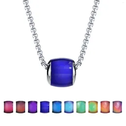 Collares colgantes Acero inoxidable Temperatura sensible a la luz Cambio de color Collar con cuentas Hombres Mujer