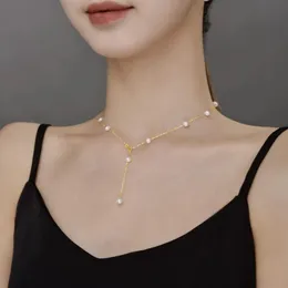 Halsband Zhixi Real Gold Jewelry Natural Pearl Necklace Pendnat Pure AU750 O Chain över hela Sky Star Party -gåvan för kvinnor x611