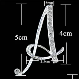 Pins, Brooches A To Z 26Pcs English Letters Design Brooches Letter Pins Personality With Crystal Jewelry Ornament Drop Delivery Jewel Dhikz