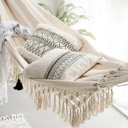 Stor 2 persons hängmatta boho stil brasiliansk macrame fransad deluxe dubbel hängmatta net swing stol inomhus hängande svängleverans 240104