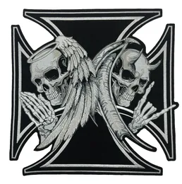 Tools NEW ARRIVAL Large Size Cross Death Devil Skull Patch Angel Skull Motorcycle Biker Embroidered Back Patch Iron on Sew on Free Shipp