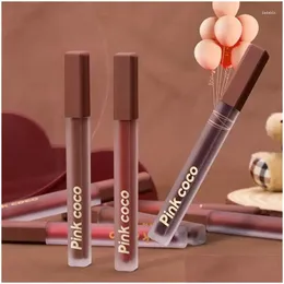 Lip Gloss Coco Luz Cetim Pó Névoa Esmalte Sedoso Batom Metade Dip Copo Branco Estudante Lama Cosmético Gota Entrega Saúde Beleza Dhbt3