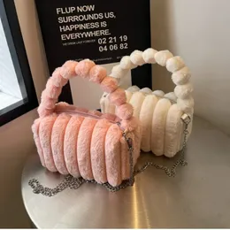 Fashion Fake Rabbit Hair torebka Prosta torba na poduszkę pionowy pasek Faux fur