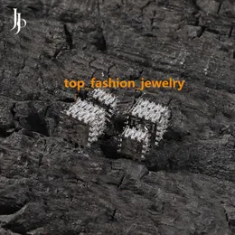 JOJO Fashion Hip Hop Jewelry Baguette Diamond Square Block Earring Studs Iced Out Full Diamond Square Earrings Jewelry for Men