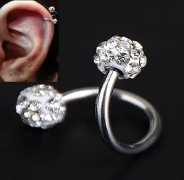 기타 1pcs/5pcs Crystal Double Balls Twisted Helix Lage Earring Piercing Body Jewelry Gauge 18G S EAR Labret Ring Steel7360684