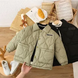 Daunenmantel, Nebensaison, Kinder-Baumwollkleidung, Lammwolle, Revers, kleine und mittlere Jungen, mit Baumwolle gefüttert, Herbst-Winter-Babyjacke