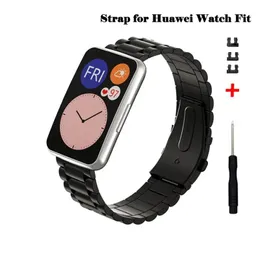 Watches Stainless Steel Metal Watch Band för Huawei Watch Fit Strap för TIAB09/TIAB19 Smart Watch Band Armband med Demontering Tool