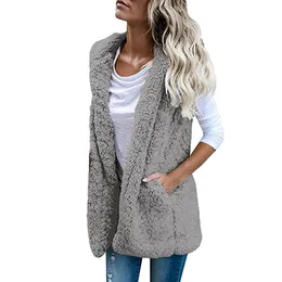 Frauen Weste Winter Warm Hoodie Outwear Mantel Lässig Faux Zip Up Jacke plus rozmiar topy ropa de mujer barata 2023 240105