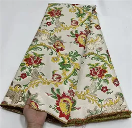 Brocade Jacquard Luxury Fabric African Floral Damask Cloth Nigerian Gilding Lace Materials Brocard Tissu 5Yard For Dress DJB35 240104