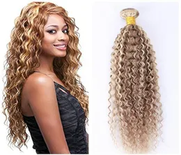 Pacotes de cabelo humano cor de piano misturado 27 613 loira kinky encaracolado tramas afro kinky encaracolado cabelo virgem brasileiro 3pcslot novo arri1672240