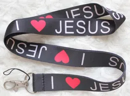 Mobiltelefonband charms 20 st jag älskar Jesus Anime Cartoon Mobile Lanyard Key Chain ID Card Hang Rope Sling Neck Pendant Gifts AC3124774