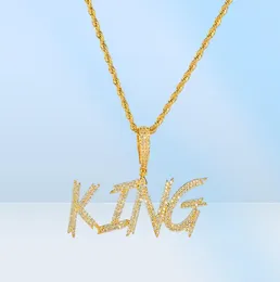 HipHop Nome personalizzato Soild Brush Font Lettere Collana con ciondolo con catena in corda da 24 pollici Oro argento Bling Zirconia Gioielli da uomo28792679948