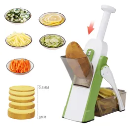 KüchenzubehörHaushaltsgeräte Gemüseschneider Lebensmittelzerkleinerer Würfelschneider Obst Pommes Frites SS#420 ABS ASMandoline SlicerJS001 240104