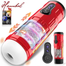 Hannibal automático masculino masturbadores copo girando empurrando vibratório brinquedo adulto masculino vibratório copo elétrico masculino brinquedos sexuais 240105