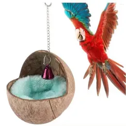 Autres fournitures d'oiseaux Fournitures de coquille de noix de coco pour animaux de compagnie nid chaud surface lisse perroquet résistant à l'usure résistante aux morsures d'oiseaux