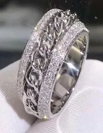 Victoria Wieck Vecalon Espumante Jóias de Luxo 925 Prata Esterlina Pave Minúsculo Branco Safira CZ Diamante Mulheres Corrente de Casamento Rotata6500548