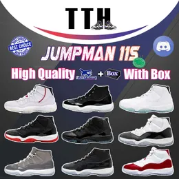 TTH Jumpman 11 Basketbol Ayakkabıları Erkek Kadınlar Kiraz 11s Düşük Çimento Gri DMP Serin Gri 25. Yıldönümü Concord Sarı Yılan Hinli Erkek Eğitmenler Spor Spor ayakkabıları