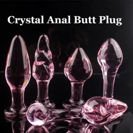 5 stili rosa cristallo butt plug vetro pyrex dildo anale sfera tallone pene finto masturbazione femminile giocattoli del sesso per donne adulte uomini gay