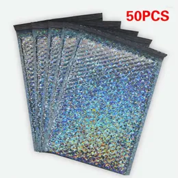 Decorações de Natal 50 PCS Laser Prata Mailing Envelope Sacos À Prova D 'Água Correio Bolha Mailers Envelopes Acolchoados Pacote de Saco