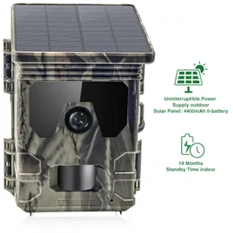 Utomhus solpaneljaktkamera infraröd automatisk övervakning av vilda djurfällspår Cam 24MP 1296P Video PO Recorder 240104
