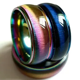 30 peças inteiras pesadas grossas 8mm arco-íris azul forma banda conforto ajuste moda anéis de aço inoxidável masculino feminino charme enxágue clássico jew306h