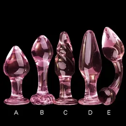 Różowy szklany wtyczka analna dla kobiet wtyczki tyłka penis noc nocne od anus dildo dorosły masturbacja dla dorosłych gejowskie zabawki miłośnik prezenty