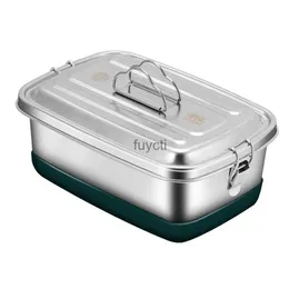Bento-Boxen HOUSBAY Edelstahl-Bento-Box mit abnehmbarer Trennwand, 100 % auslaufsichere Lebensmittelbehälter mit sicheren Schlössern YQ240105