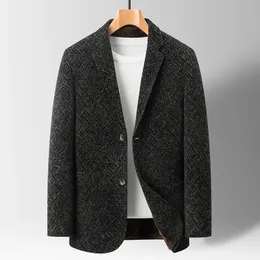 Highend Mens Fashion Handsome Everything Trend Smart Casual Polyester Autumn and Winter Blazers Single Breasted 240105