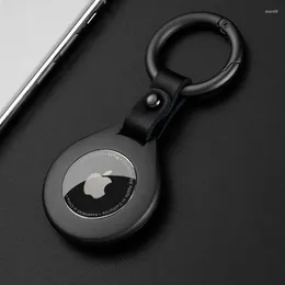 سلاسل المفاتيح عالي الجودة من الجلد المعدني القلادة الحميمة لملحقات مفاتيح Apple Airtags anti-collision