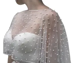 Schals 2022 Hochzeitsaccessoires Bolero Brautumhang Perlen Cape Kurze vordere lange Rückseite Frauen Wrap Abendschal4120552