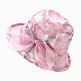 BERETS 2024 봄 여름 패션 꽃 버킷 모자 모자 선 선 스크린 어부 모자 노인 할머니 통기 가능한 분지