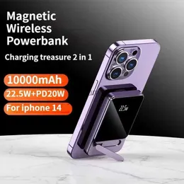 Trådlösa laddare 10000mAh MACSafe PowerBank Power Bank Wireless Charger Mini Slim Externt hjälpbatteri för 12 13 14 YQ240105