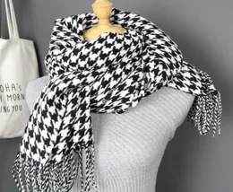 Women Winter Winter Fashion Soft Warm Lady Cashmere White and Black Long Houndstooth وشاح مع شرابة Y2001035298271