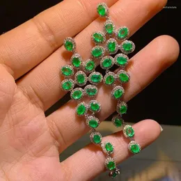 Saplama Küpe Doğal Emerald 925 Gümüş Moda Partisi Temel Mücevher Satış İle Satış Satış