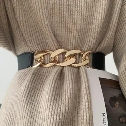 Modekedjebälte elastiska metall midjebälten för kvinnor damer kappklänning bälte midjeband 240104