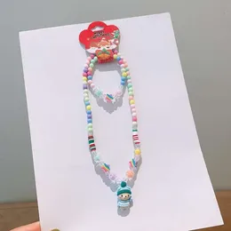 Bracelet Necklace Children Festive Beaded Jewelry Set Cartoon Elderly Deer Cute Accessories