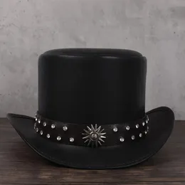 Caps kobiety mężczyzn skórzany czapkę prezydent tradycyjny fedoras magning steampunki cosplay imprezowy caps upuszczenie 3 wielkości 13 cm top