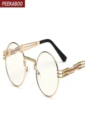 WholeNew klare, modische, goldfarbene, runde Brillengestelle für Frauen, kleine Vintage-Steampunk-Rundbrillengestelle für Männer, männliche Nerds 3024233