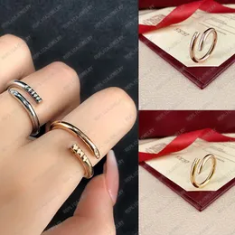 Ünlü tırnak şeklindeki tek daire baş kuyruğu süslenmiş elmaslar kadınlar ring lüks mücevher moda unisex bant yüzükleri kutu olmadan gül altın sevgililer günü hediye