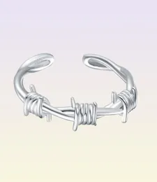 Solitärring aus 925er-Sterlingsilber, offen, verstellbar, Stacheldraht, Dornenkrone, für Damen und Herren, Ast, Dornenschmuck, Teenager, 5481966