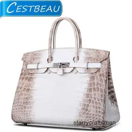 トートバッグデザイナーヒマラヤワニハンドバッグCestbeau Crocodile Skins Skin's Bag Platinum Bag Handbag with HoneyWaxスレッド30 35 WN-6iq2