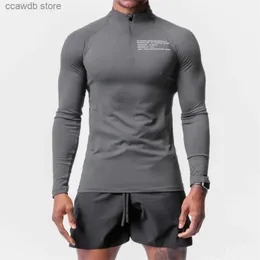 Men's T-Shirts Men's T-shirt UV Sun Protection Long Sleeve Hiking Fishing Shirts Quick Dry 1/4 Zip Summer Pullover Workout Tops T240105