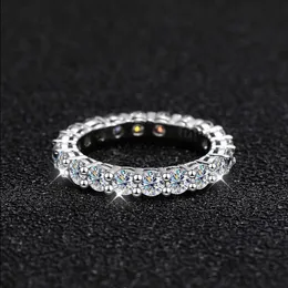 밴드 반지 COSYA 22 CT 여성을위한 Full Moissanite Row Rings 925 Sterling Silver D White Gold Diamond Rings Eternity Wedding Fine Jewelry Feqs