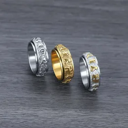 Bague en titane et acier pour hommes, Mantra à six caractères, personnalité, Niche, bijoux en acier inoxydable, vente en gros, ne se décolore pas, rétro, 616