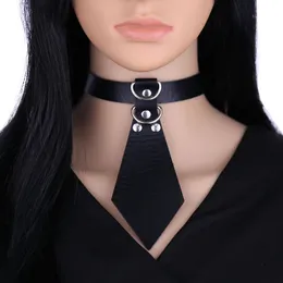 Stage Wear Dance Accessories Adjustable Rivets Tie Collar Shape Choker Creative Punk Gothic Cosplay Party Club Necklace Jewelry Decorating Gift