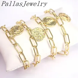 Bracelets 5 pièces nouveau design bracelet pendentif à breloque cz, composant de zircon cubique de forme ronde plaquée, bijoux cz faits à la main