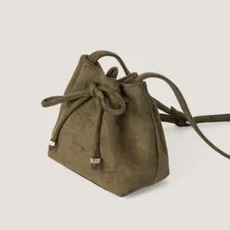 Evening Bags KUROYABU Korean Niche Design Suede Drawstring Crossbody Bag Casual Bucket Multi-function Women Shoulder