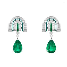 Backs Earrings KQDANCE High Craft 925 Sterling Silver Water Drop Lab Emerald Green Carbon Diamond With Clips Women Fine Jewelry